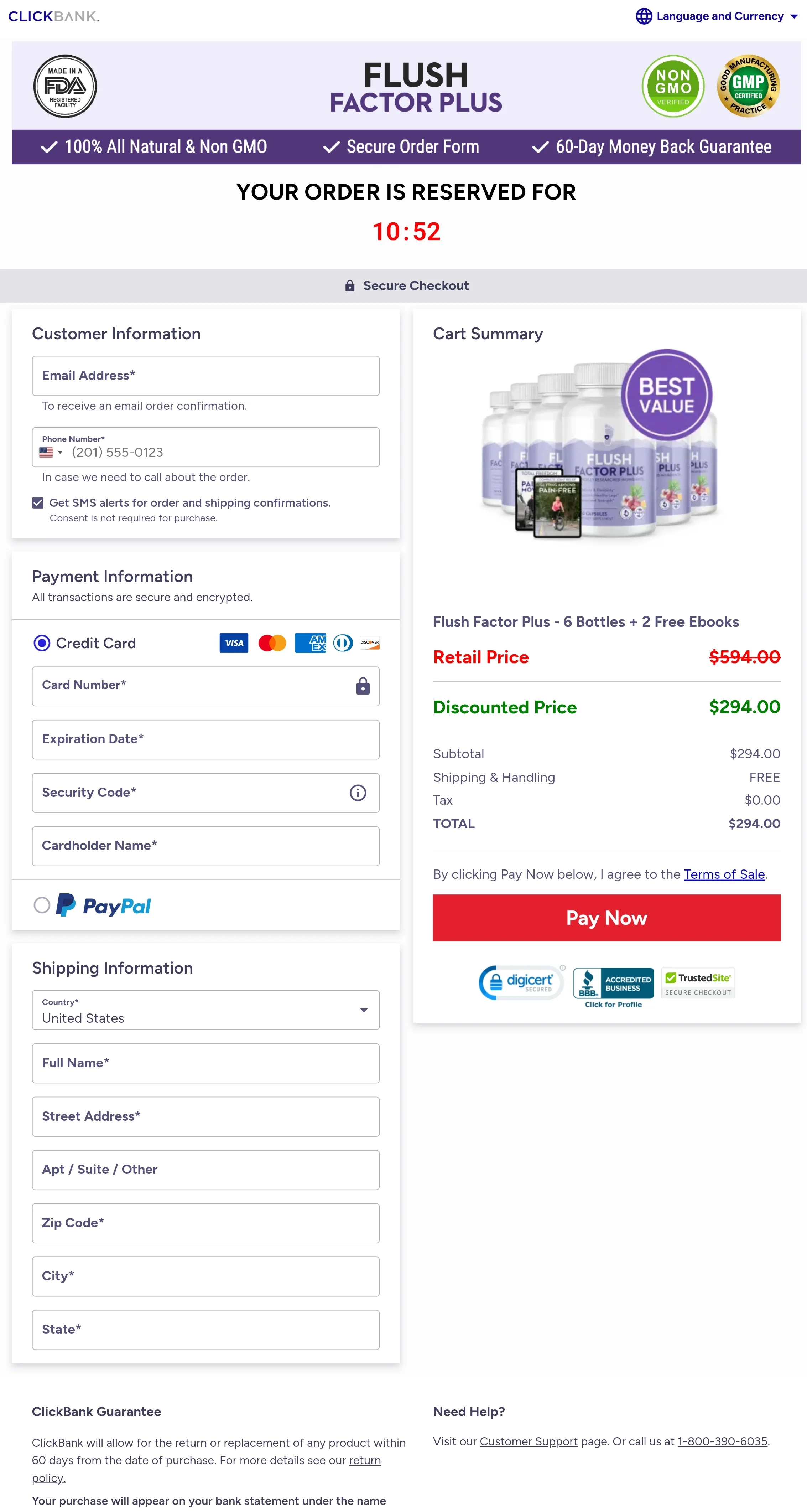 Flush Factor Plus order form